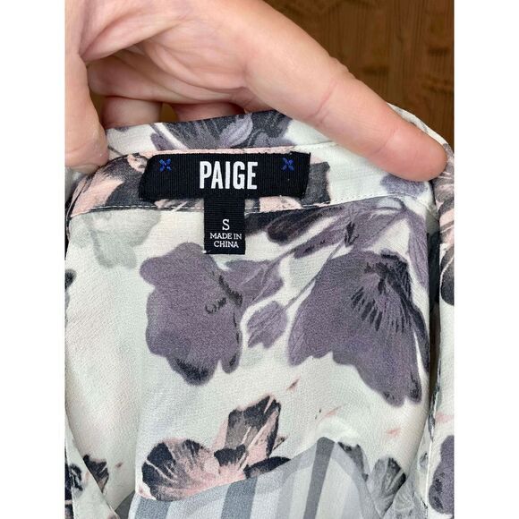 NWOT Paige 100% Silk Floral Blouse Size S - Picture 6 of 8
